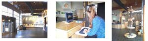 A girl using a computer at the table